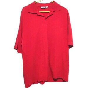 Meijer Employee Mens Polo Large red Short Sleeve Button Casual Collared Top